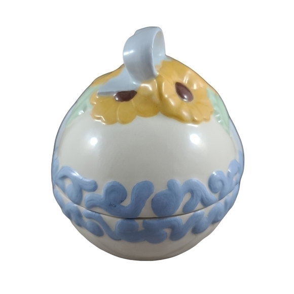 vintage Ceramic Easter Egg Candy Dish Container Sunflowers Spring Serving Ware - Picture 3 of 10